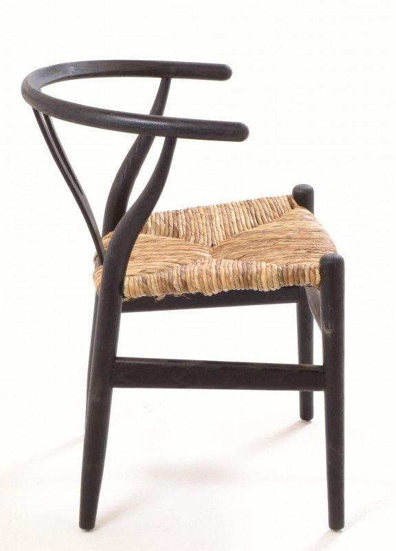 Product photograph of Shoreditch Black Wooden Dining Chair With Rush Seat Sold In Pairs from Choice Furniture Superstore.